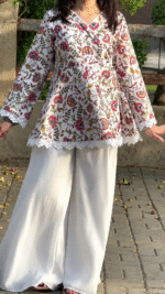 "Fia" Floral Top with Flowy White Palazzo W22 - Image 4