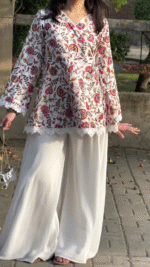 "Fia" Floral Top with Flowy White Palazzo W22 - Image 5