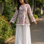 "Fia" Floral Top with Flowy White Palazzo W22