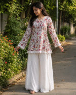 "Fia" Floral Top with Flowy White Palazzo W22