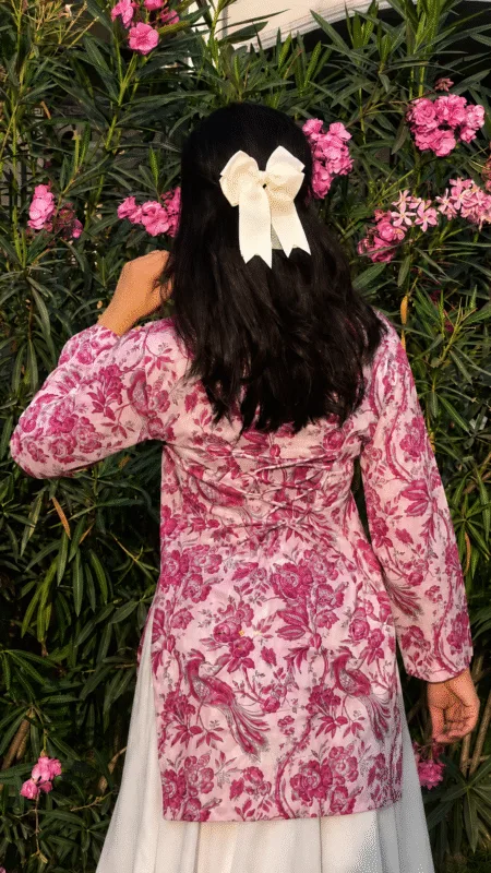 “Lia” Floral Top with Flowy White Palazzo W23 - women dress online bd