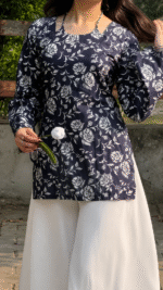 "Arla" Floral Top with Flowy White Palazzo W24