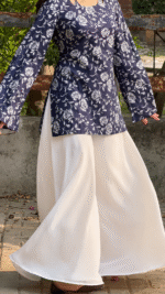 "Arla" Floral Top with Flowy White Palazzo W24 - Image 2