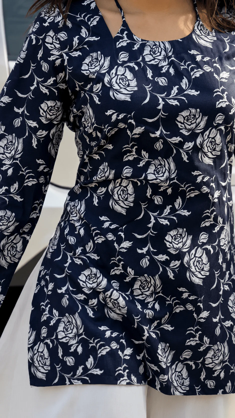 “Arla” Floral Top with Flowy White Palazzo W24 - women dress online bd