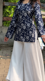 "Arla" Floral Top with Flowy White Palazzo W24 - Image 6