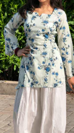 “Mere Humsafar” Floral Top with Flowy White Palazzo W13 – detail view 5