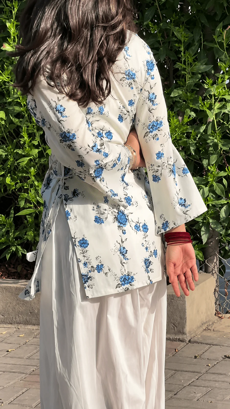“Mere Humsafar” Floral Top with Flowy White Palazzo W13 – detail view 4