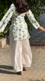 “Mere Humsafar” Floral Top with Flowy White Palazzo W13 – detail view 2