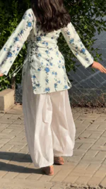 “Mere Humsafar” Floral Top with Flowy White Palazzo W13 – detail view 2