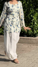 “Mere Humsafar” Floral Top with Flowy White Palazzo W13 – detail view 3
