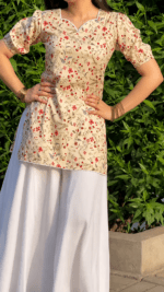“Urban” Floral Top with Flowy White Palazzo W12 – detail view 3