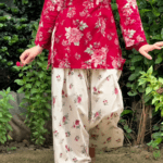 Red Vine Floral Top with Flowy Farshi Salwar W29
