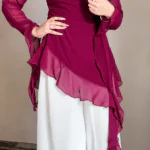 Jelly Fish Red Viral Set Dusty Blue red women kurti – front view
