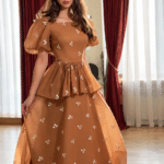 Burgundy Bloom women gown – front view